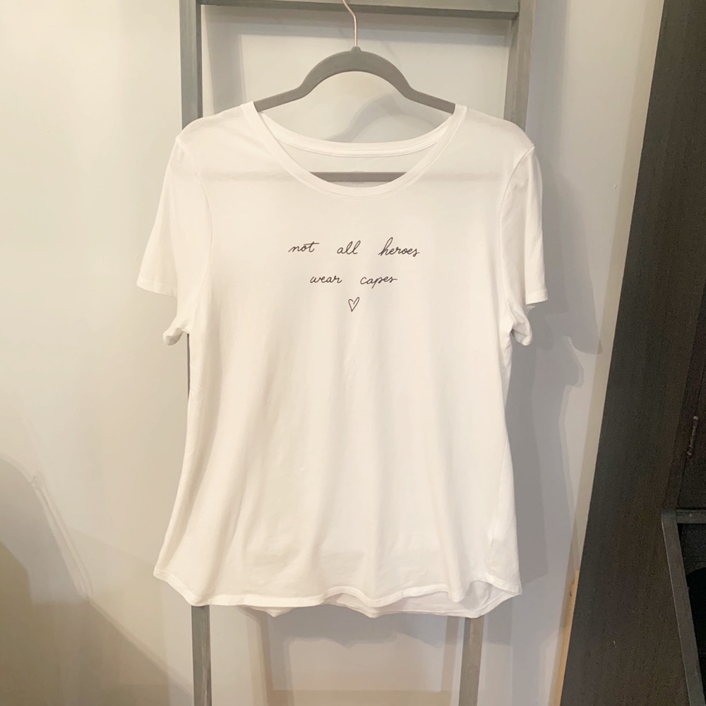 Not All Heros Wear Capes White Graphic Tee Large